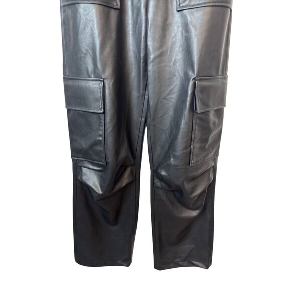 2/$30 ZARA Small High-Waisted Faux Leather Halter Bib Overalls Cargo Style - Picture 5 of 16